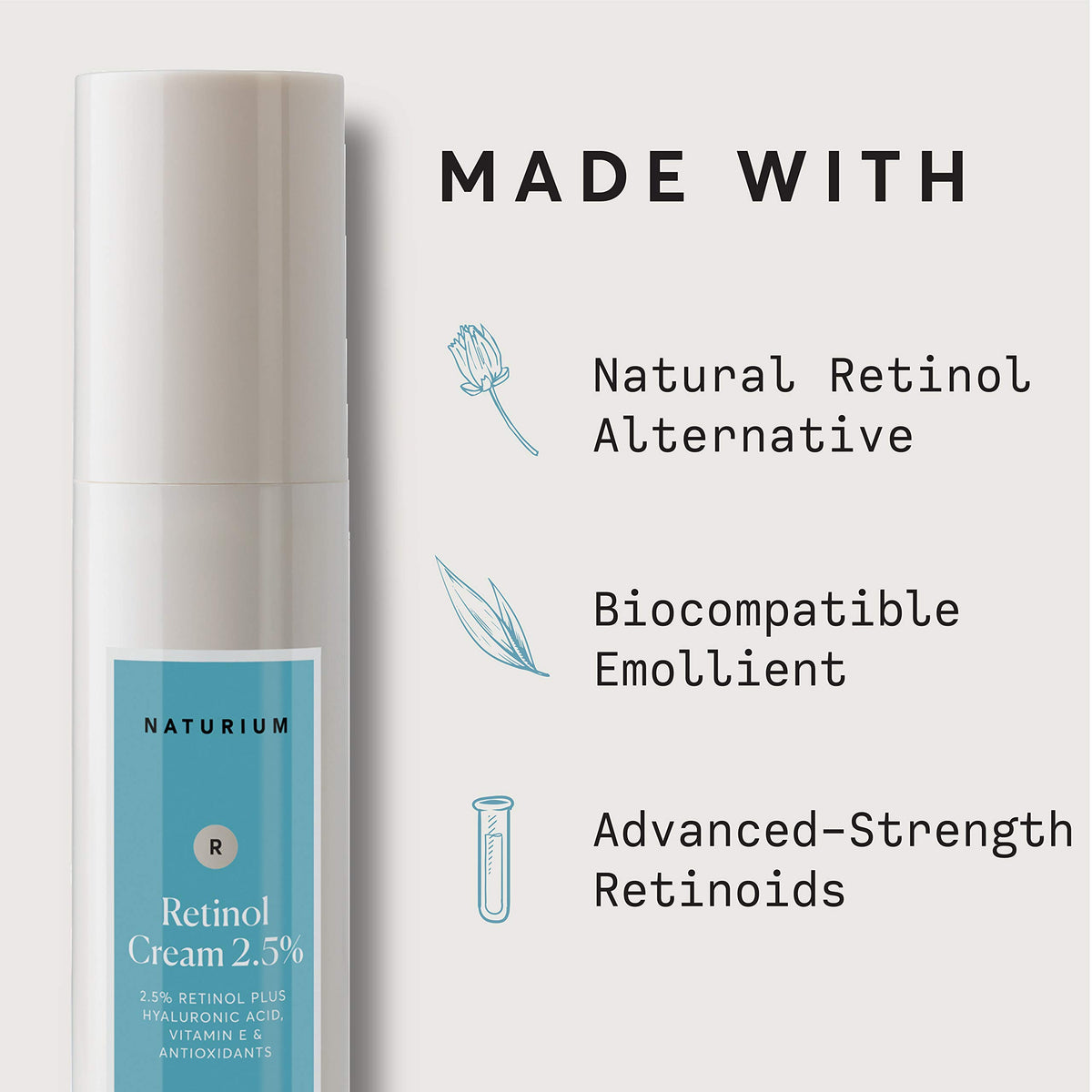 Naturium ingredients label close-up highlighting key retinol complex