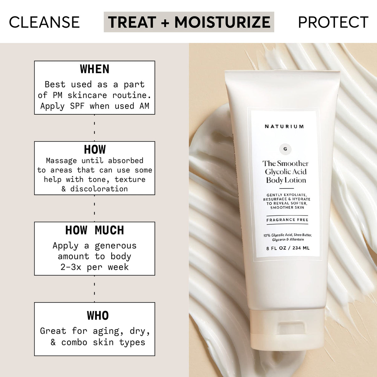 Naturium lotion texture close-up highlighting smooth consistency and visible moisturizing benefit