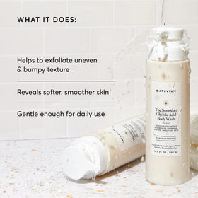 Naturium exfoliant foam texture on palm showing gentle lather for effective dead-skin removal