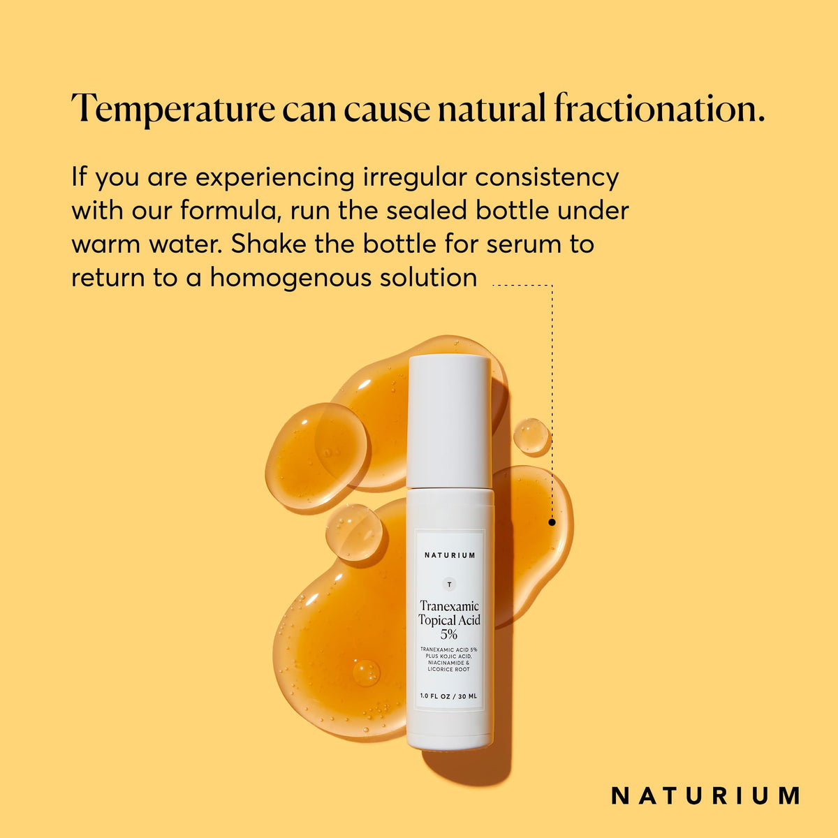 Naturium dropper releasing serum texture, demonstrates lightweight absorption benefit