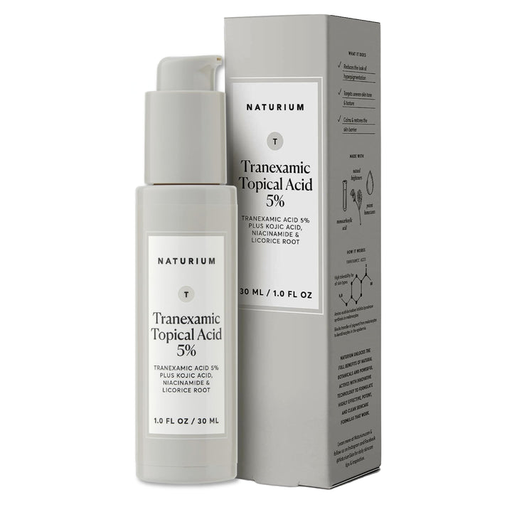 Naturium front bottle showing clear serum and label, highlights concentrated formula