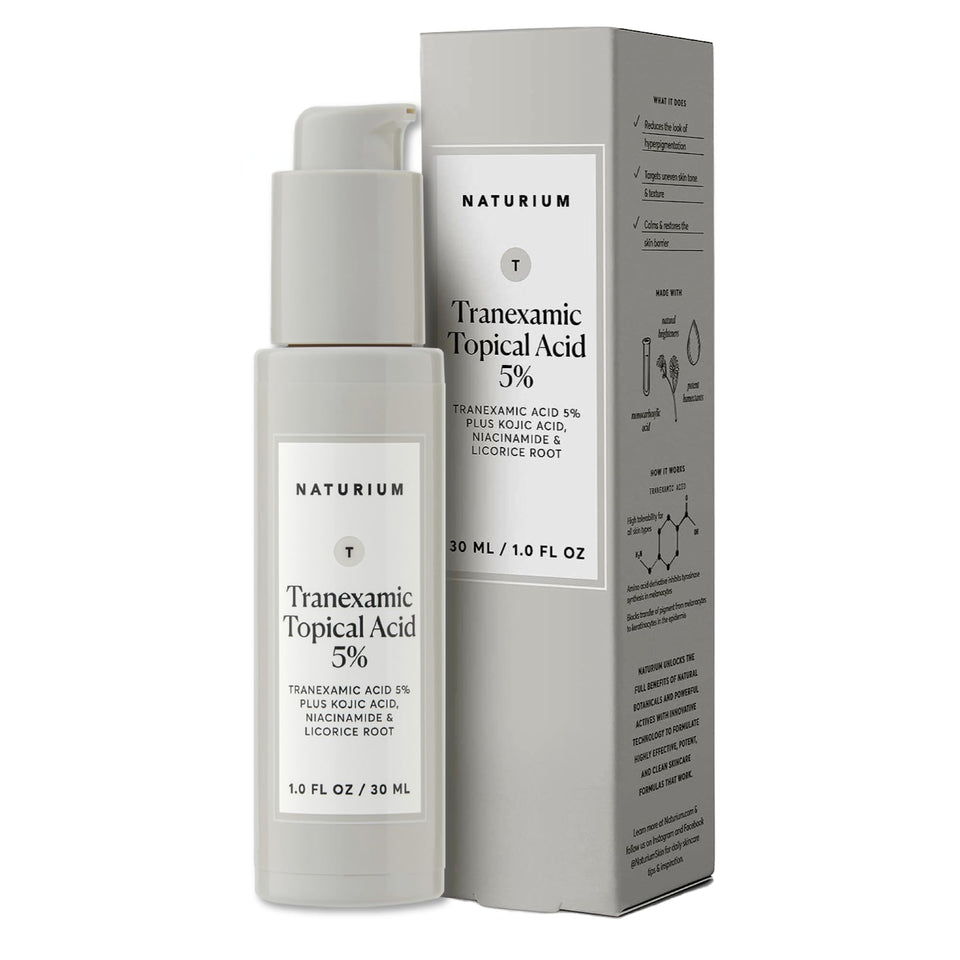 Naturium front bottle showing clear serum and label, highlights concentrated formula