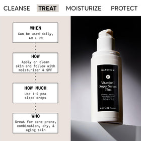 Naturium label closeup displaying active ingredients and benefits