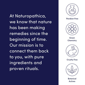 Naturopathica label close-up listing key ingredients, supports informed purchase
