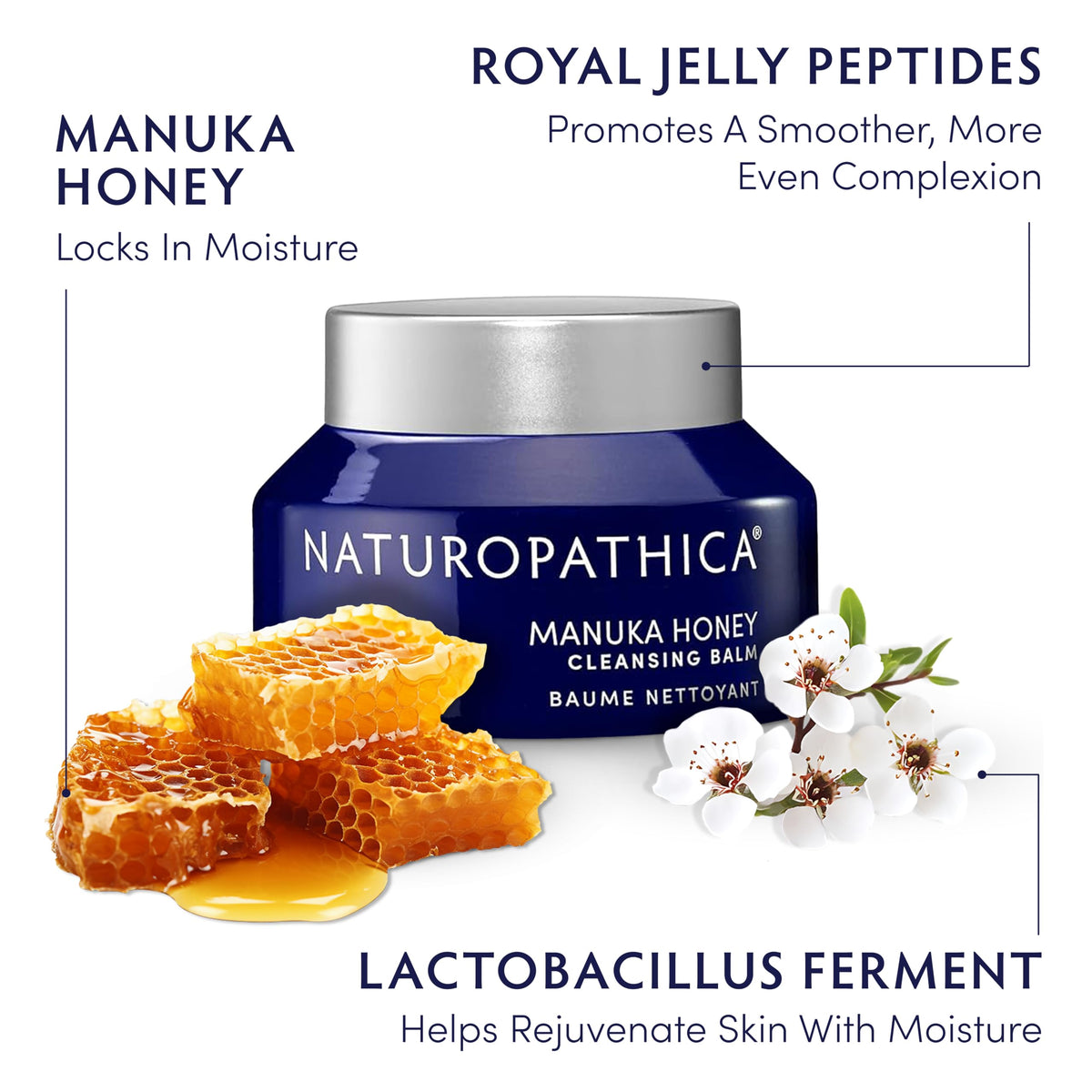 Naturopathica balm on fingers demonstrating easy application and quick emulsifying