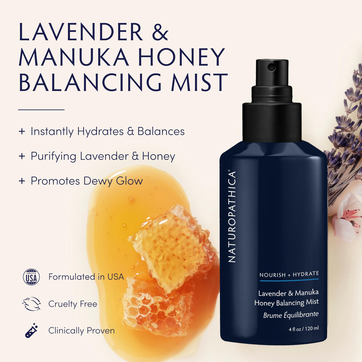 Naturopathica mist nozzle spraying fine veil for even hydration