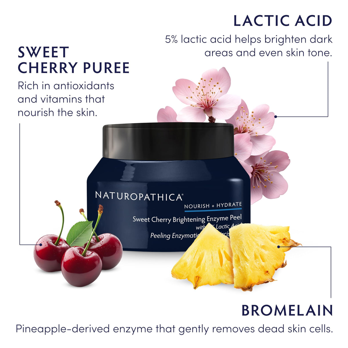 Naturopathica product applied on cheek demonstrating gentle brightening effect