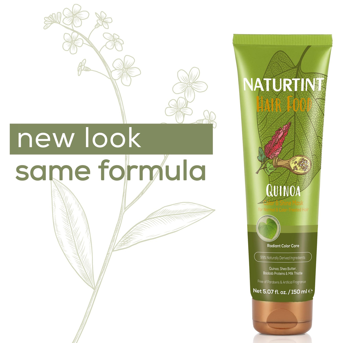 Naturtint size comparison hand held tube illustrating convenient 5.07 fl oz travel-ready size