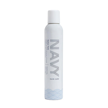 NAVY HAIR CARE front packaging showing label and 7 oz can for easy identification and portability