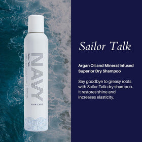 NAVY HAIR CARE close-up of spray mist texture demonstrating fine, even coverage