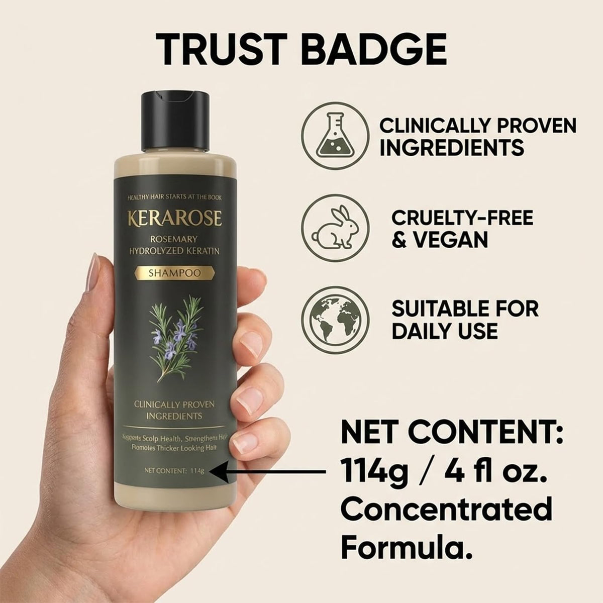 Naxifaxl Kerarose bottle held in hand showing compact travel-friendly size
