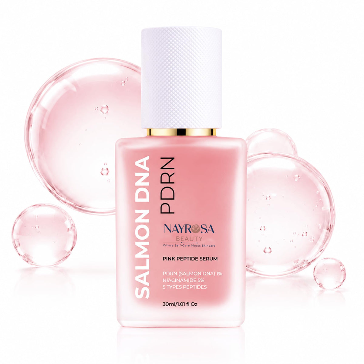 NAYROSA front packaging showing bottle and box, communicates premium skincare