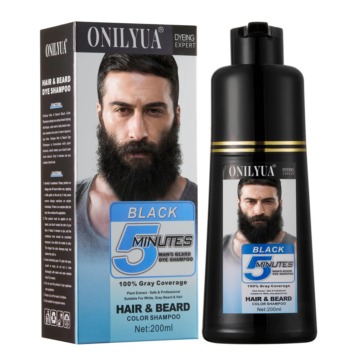 NCEPROHR front bottle showing black 3-in-1 shampoo dye for fast use