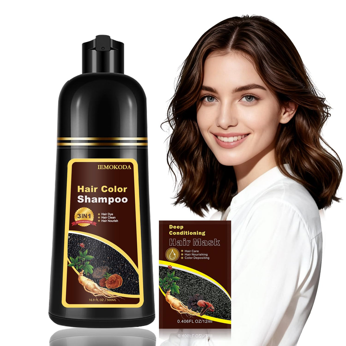 NCEPROHR front bottle showing dark brown shade and clear label benefit