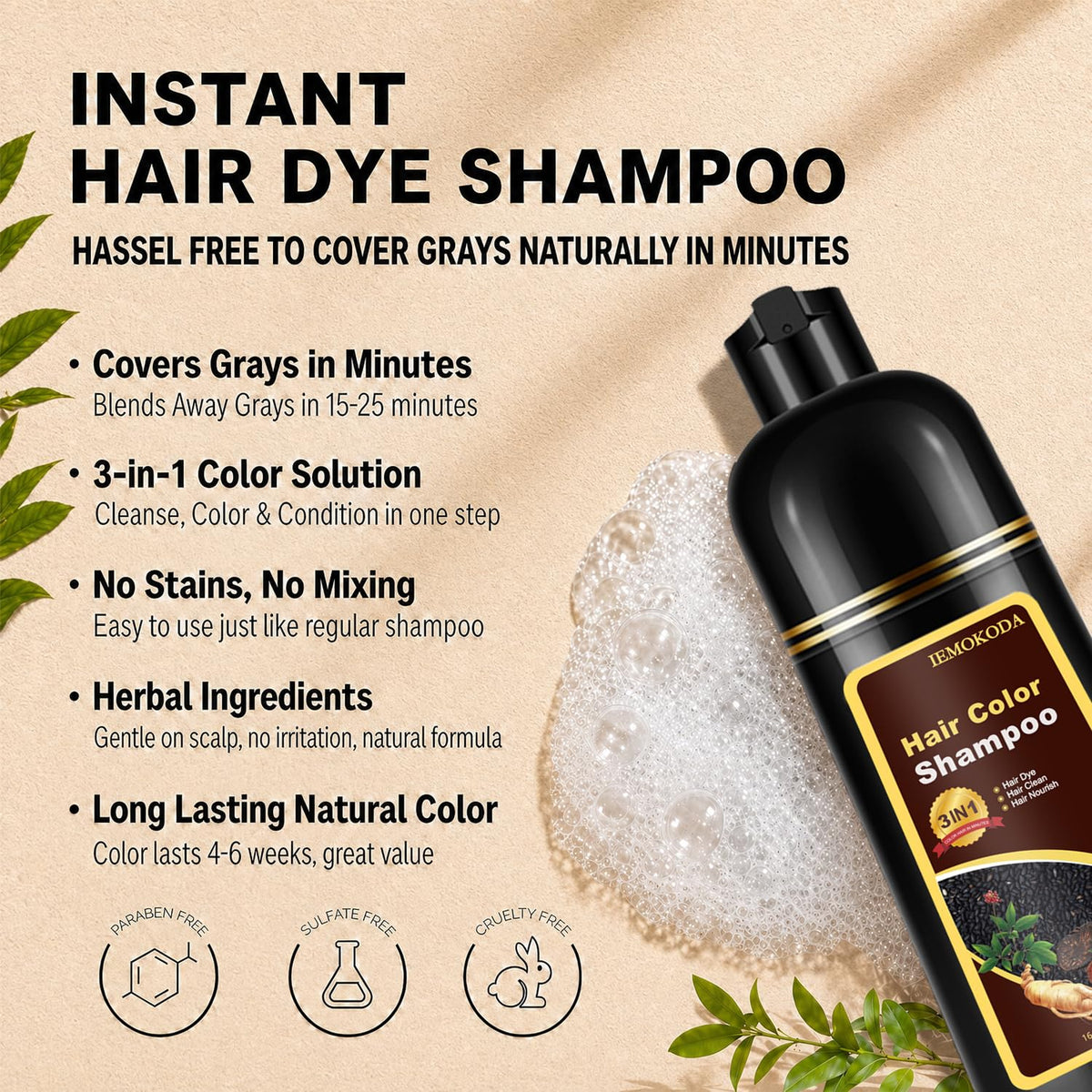 NCEPROHR shampoo foam texture close-up demonstrating creamy conditioning