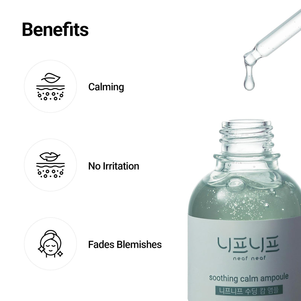 NEAF NEAF ampoule applied to hand demonstrating watery consistency and immediate hydration benefit
