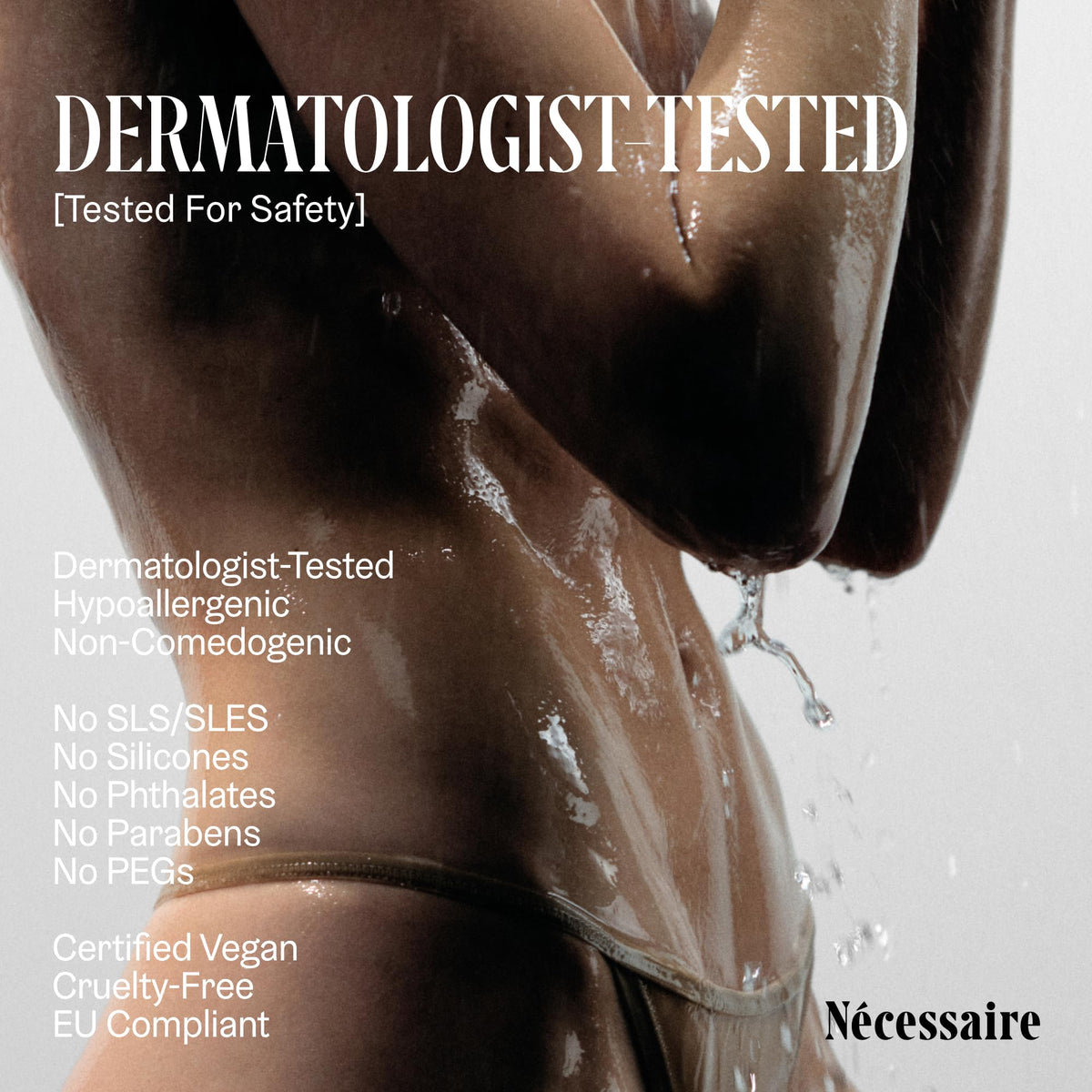 Nécessaire label and 140g size highlighting fragrance-free formula benefit