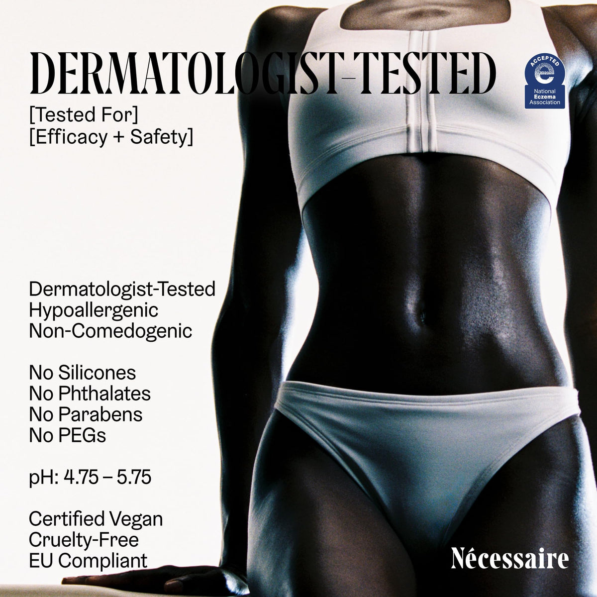 Nécessaire bottle held in hand to show 2.4 fl oz compact size and portability benefit