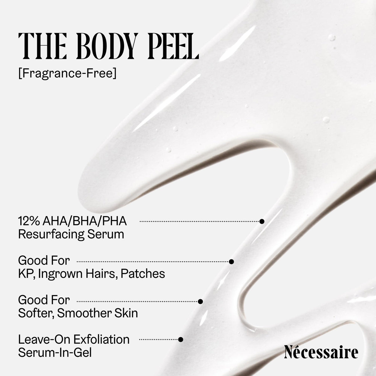 Nécessaire applying product to arm to demonstrate smoothing of bumps and ingrowns