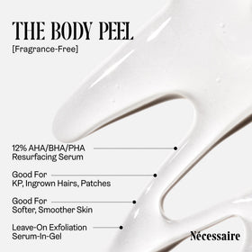 Nécessaire applying product to arm to demonstrate smoothing of bumps and ingrowns