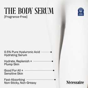 Nécessaire serum texture close-up showing lightweight, non-greasy hydration