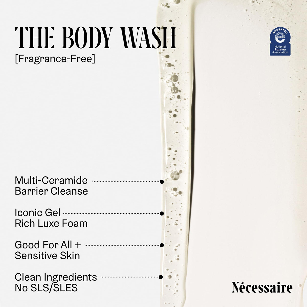 Nécessaire bottle placed in shower showing easy daily use