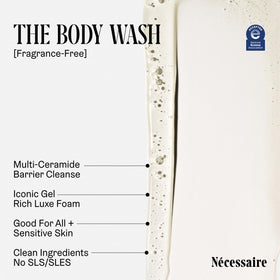 Nécessaire bottle placed in shower showing easy daily use