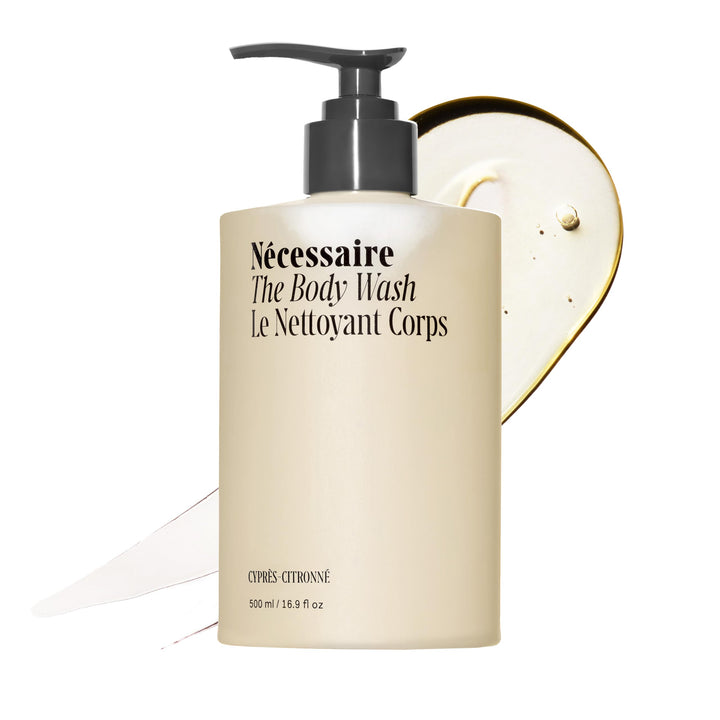 Nécessaire front bottle shot showing clean design and volume benefit