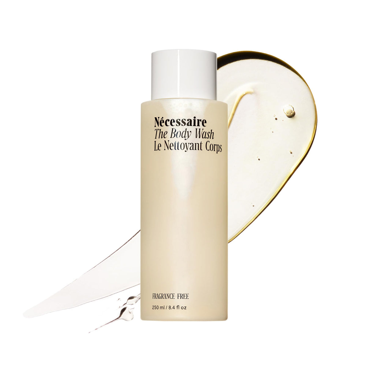 Nécessaire front label showing clean pack and product benefit