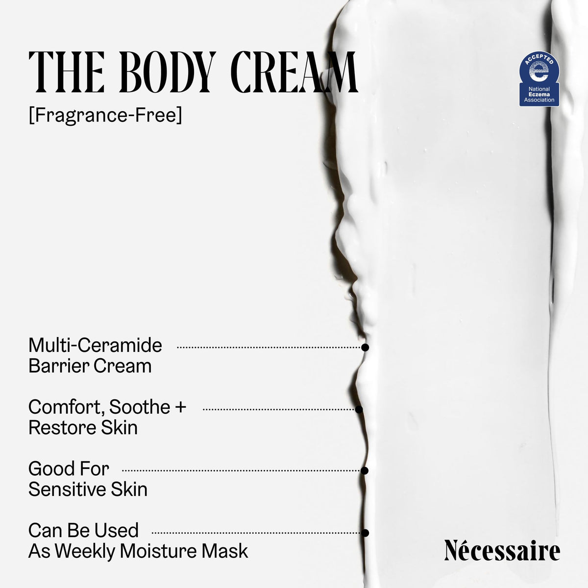 Nécessaire cream being applied to hand demonstrating fast absorption and soothing benefit