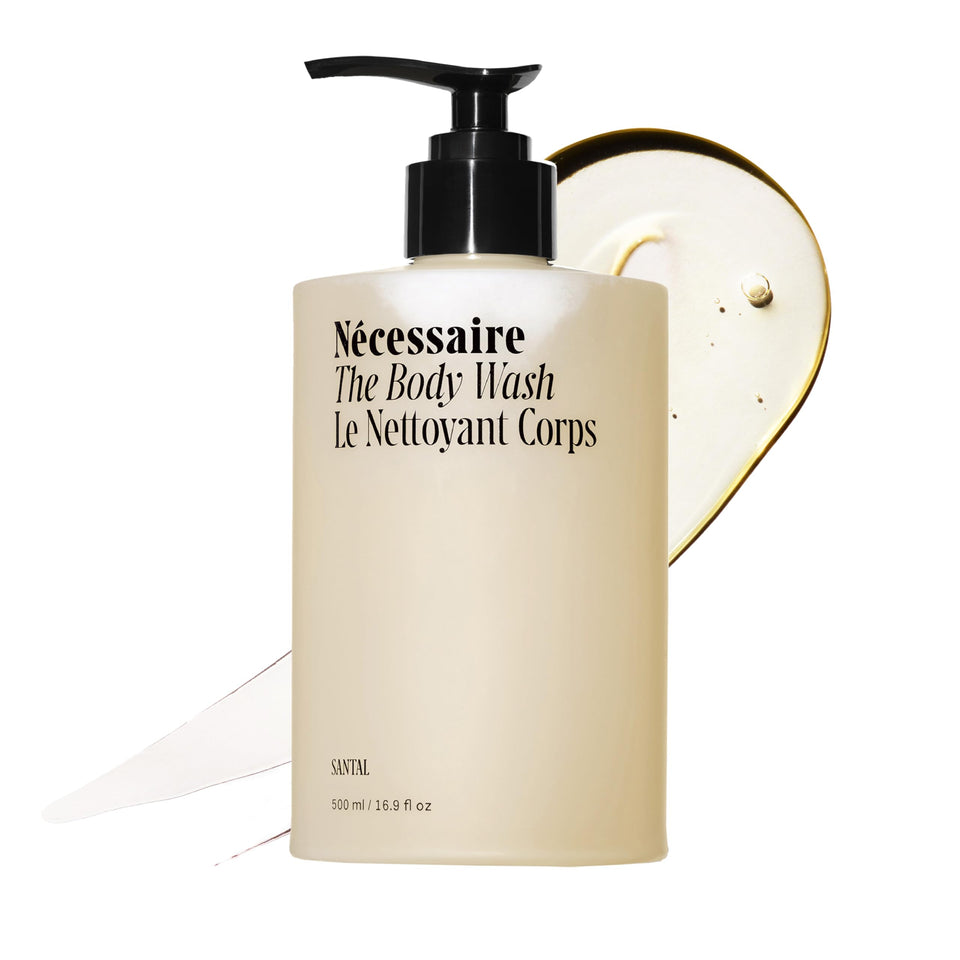 Nécessaire front bottle shot showing clean packaging and product clarity benefit