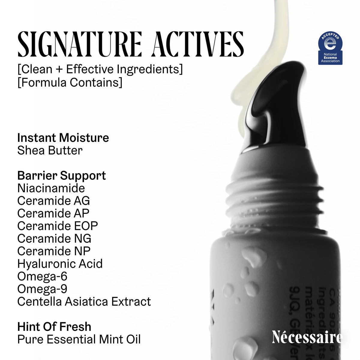 Nécessaire open cap and applicator tip demonstrating easy use