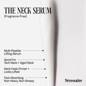 Nécessaire applied to neck in bathroom scene showing usage method