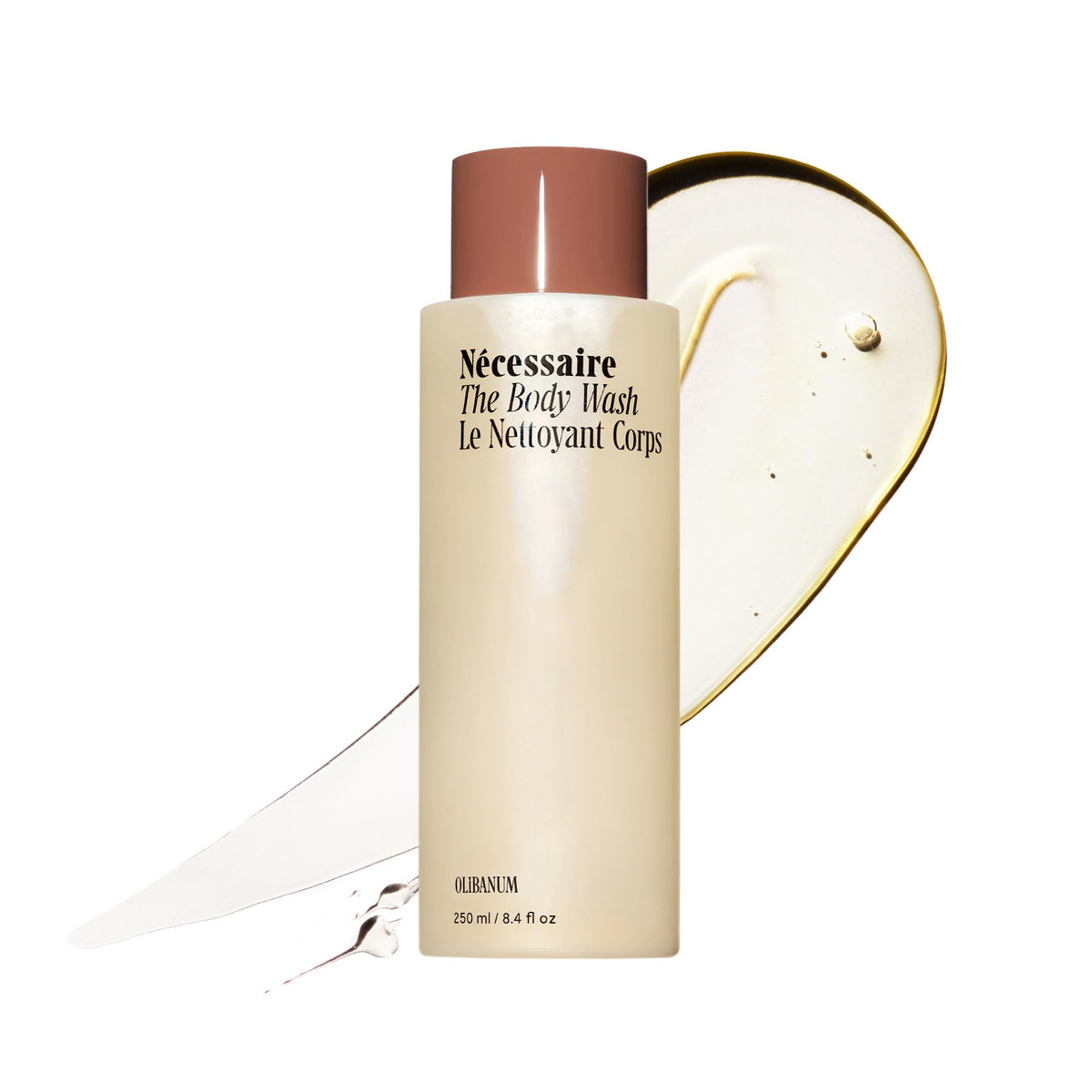 Nécessaire front packaging showing clean bottle and branding benefit gentle cleansing