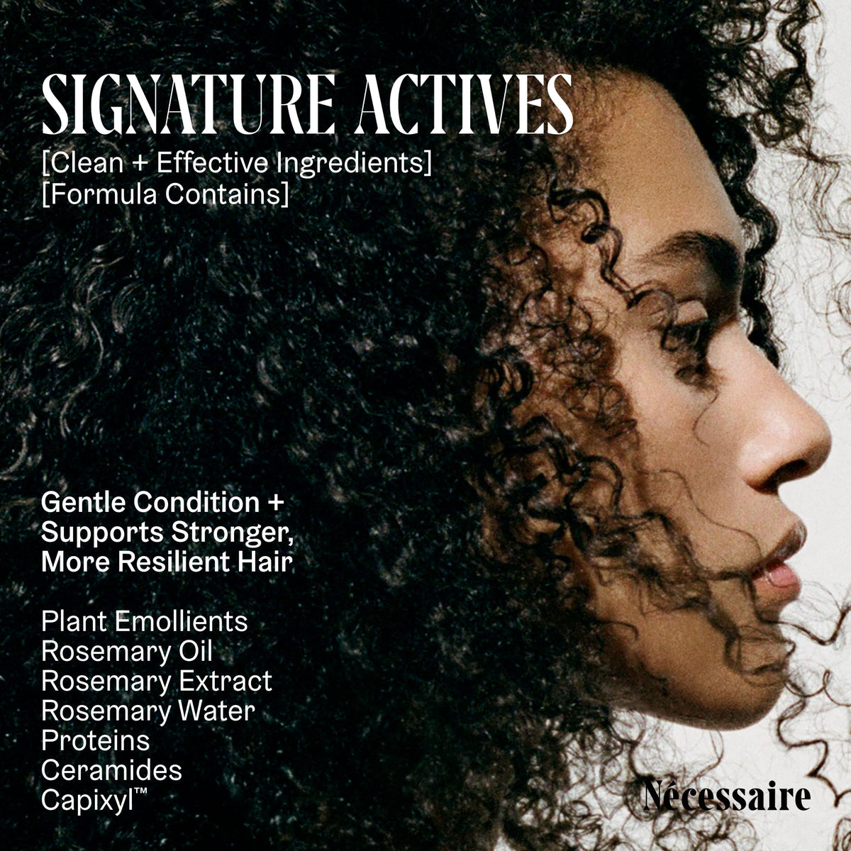 Nécessaire conditioner in shower being applied demonstrating detangling benefit