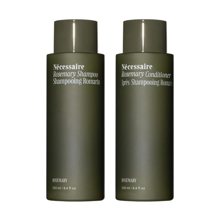 Nécessaire front packaging showing both bottles and key benefits