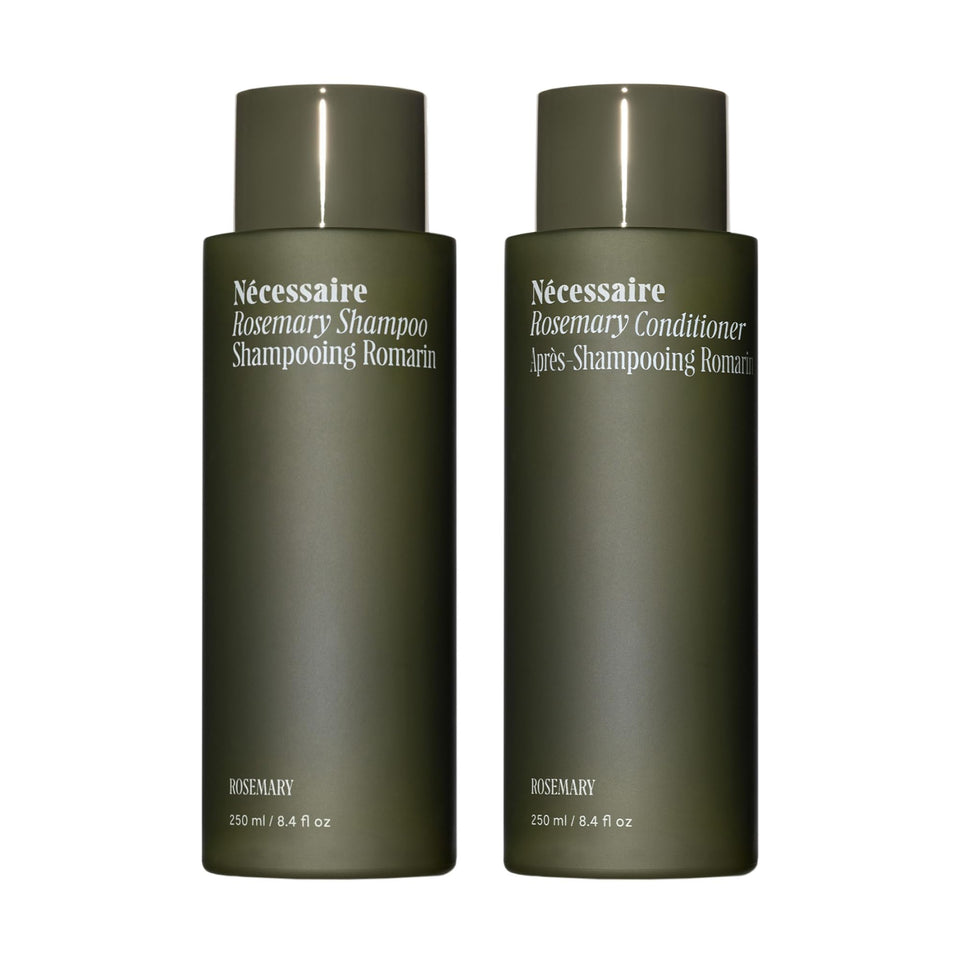 Nécessaire front packaging showing both bottles and key benefits