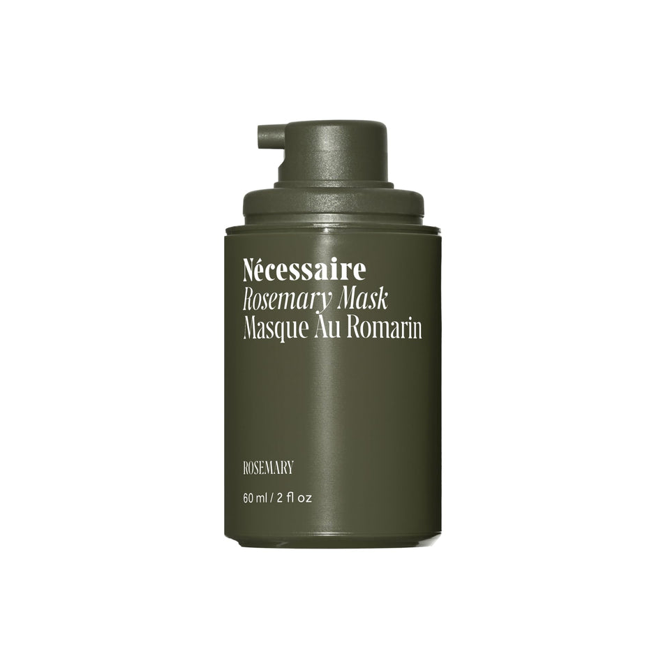 Nécessaire front bottle showing label and sleek packaging, conveys premium care