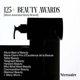 Nécessaire product paired with mandarin and cedar to suggest light fragrance