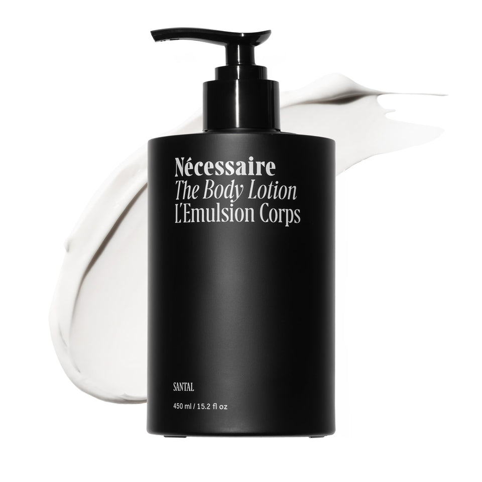 Nécessaire front pump bottle showing 450ml size and clean label, ideal for daily use