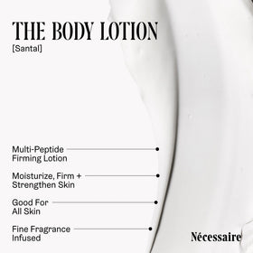 Nécessaire creamy lotion texture close-up, fast-absorbing finish for non-greasy feel
