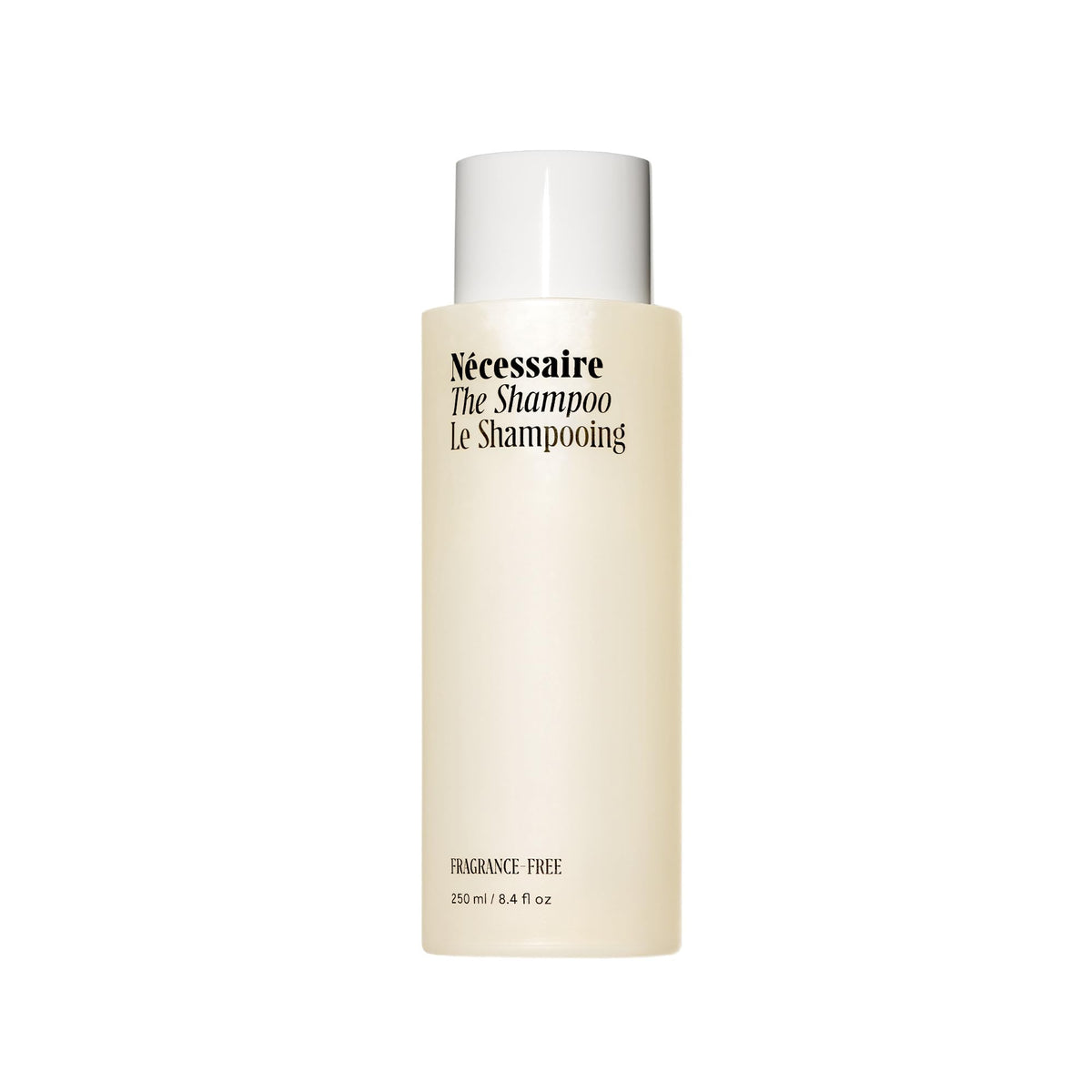 Nécessaire front bottle view showing clean packaging and non-stripping promise