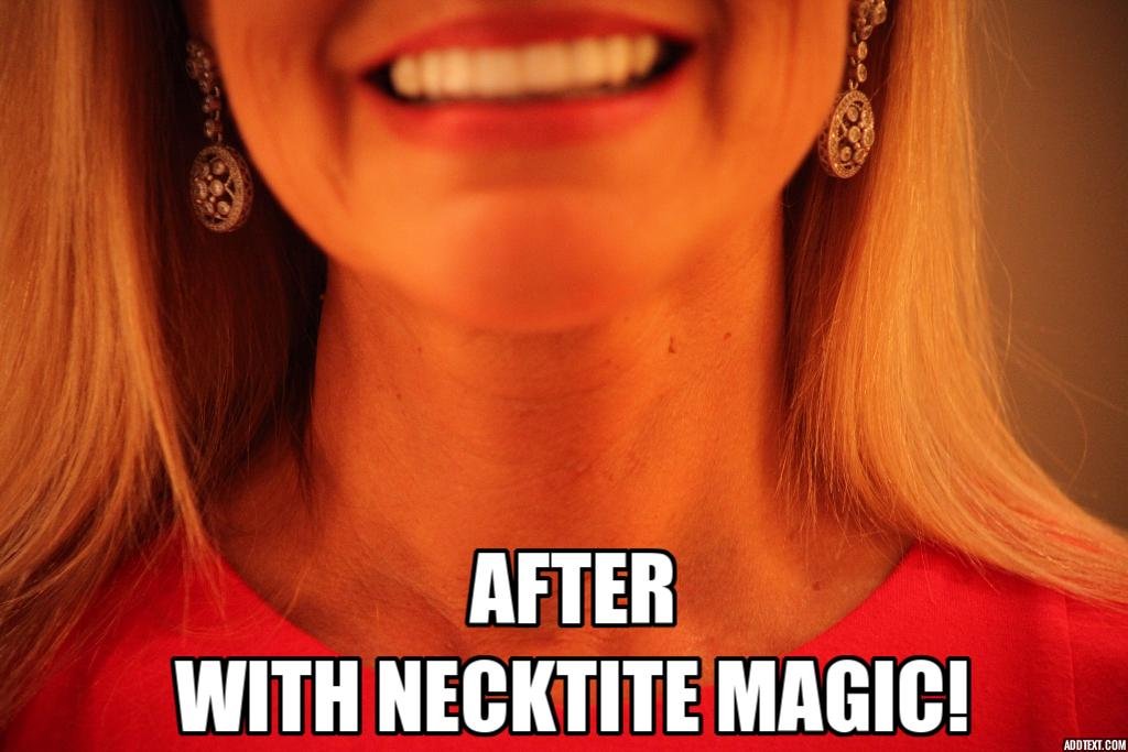 NeckTITE Magic being applied behind the hairline demonstrating instant lift benefit
