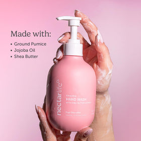 Nectar Bath Treats foam lather in hand demonstrating creamy cleanse and gentle hydration