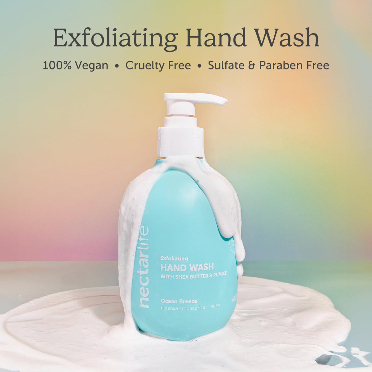 Nectar Bath Treats pump dispenser detail highlighting easy one-hand use and controlled dosing