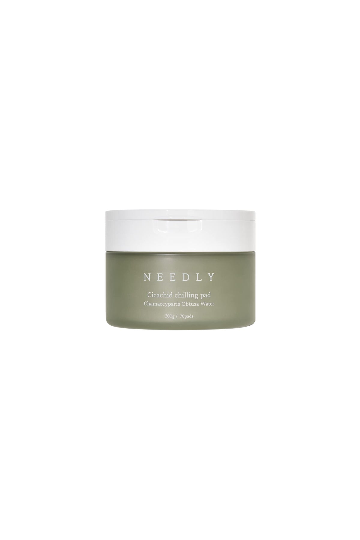 NEEDLY front packaging showing pad container and calming benefit