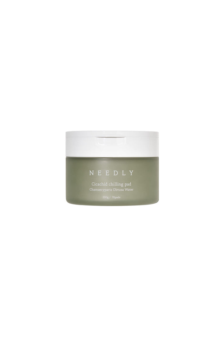 NEEDLY front packaging showing pad container and calming benefit