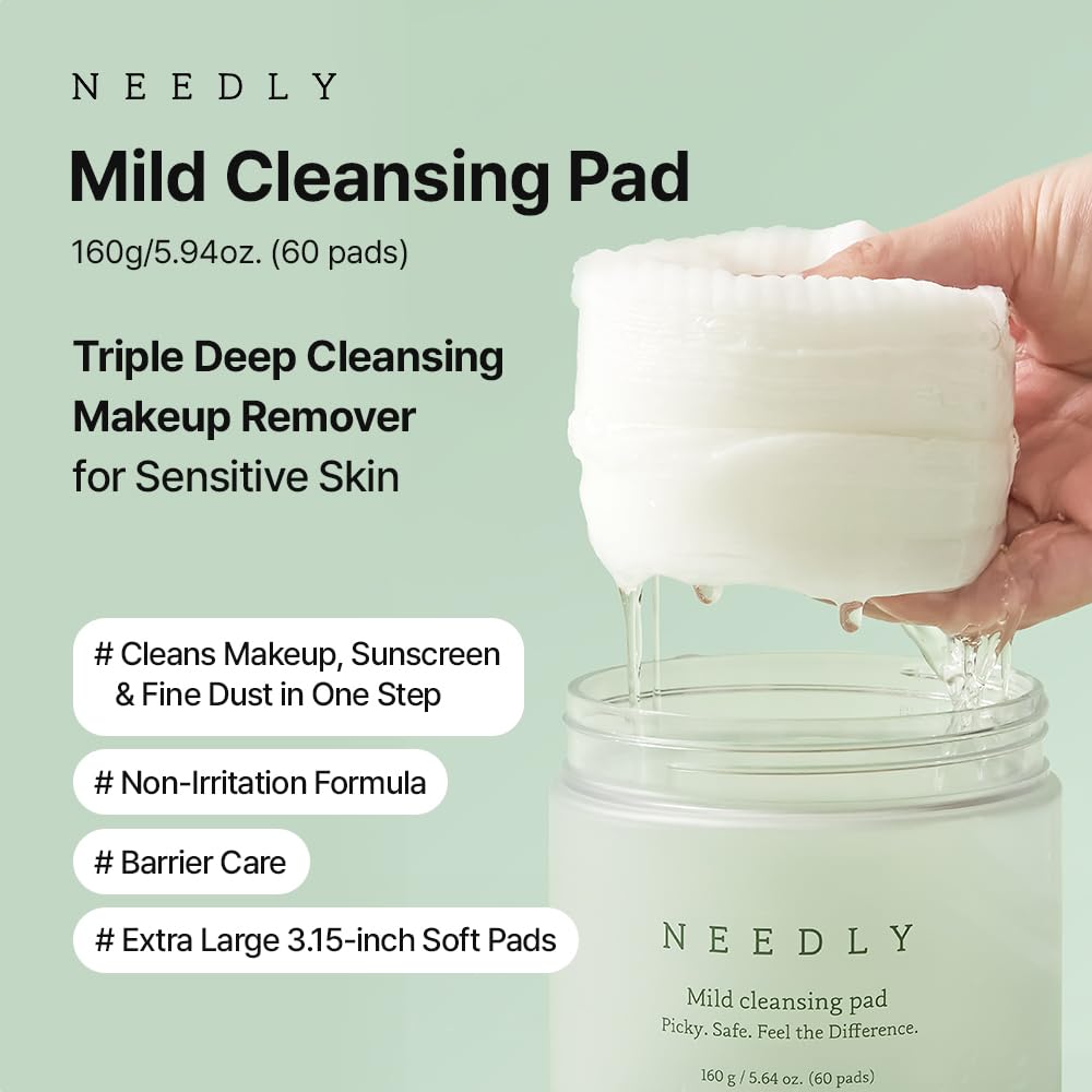 NEEDLY close-up of grid texture on pad to lift makeup gently and effectively