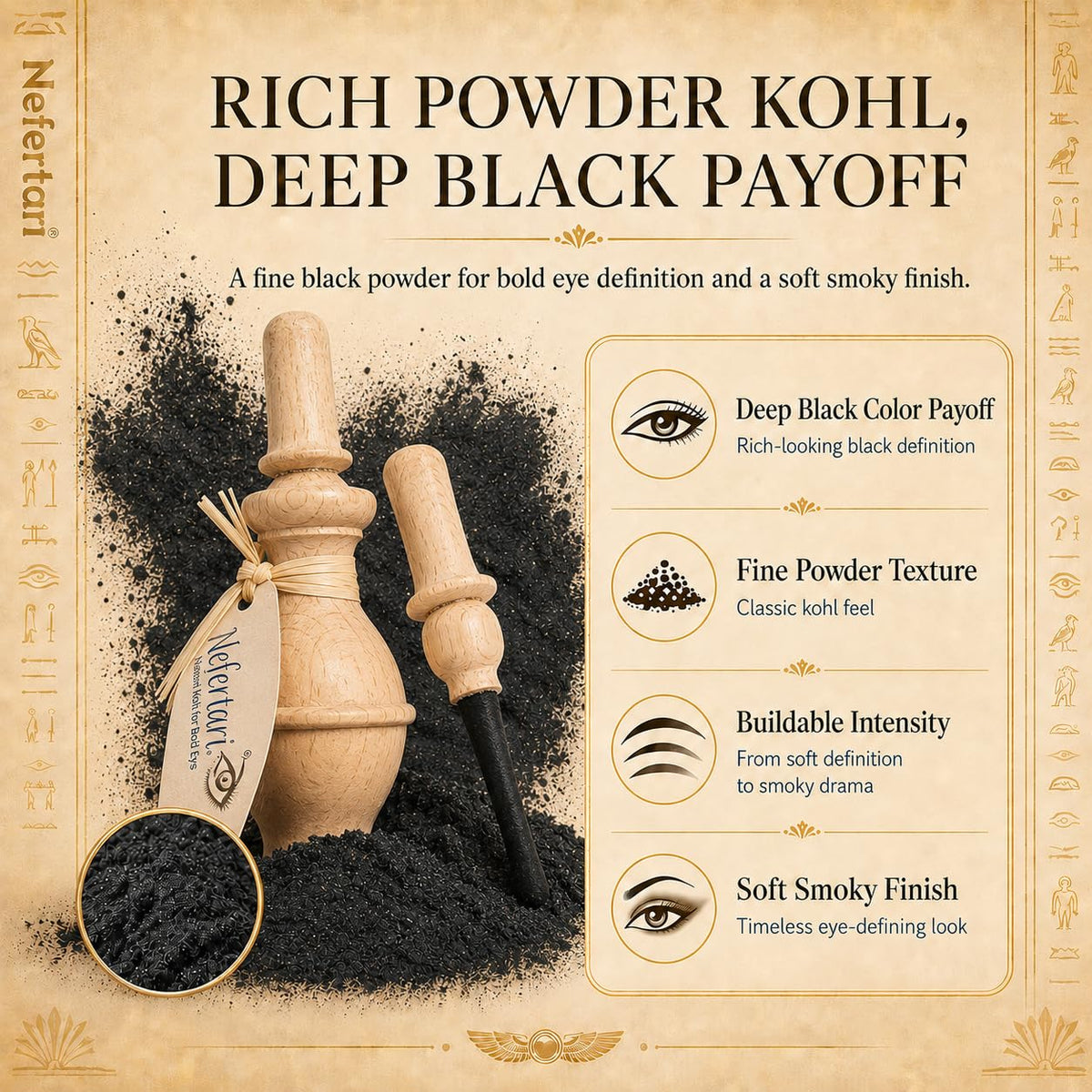 Nefertari open pot showing fine powder texture for smooth, buildable eye definition