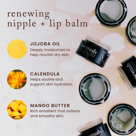 Nemah ingredients display with calendula and jojoba highlighting gentle botanicals